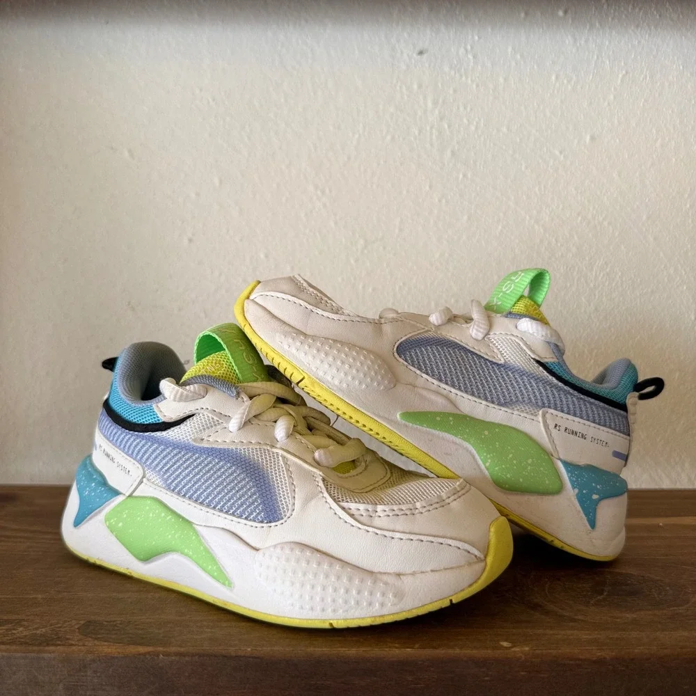 Puma RS-X Airbrush Elektro Green Big Kids Sneakers 382764-02 Size 11C